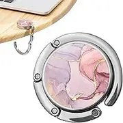 Foldable Purse Hook,Handbag Hanger, Premium Women's Rhinestone Bag Round Holder for Purse and Table Desk(Color:Pink)