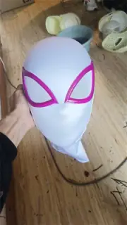 Spider-Gwen Helmet Face Shell With Pink Magnetic Lenses Resin Cosplay Props Mask