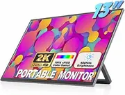 13.3 inch 2K HD Portable Monitor, 60Hz IPS HDMI USB C Gaming Display, Portable Travel Monitor, External Monitor for Laptop, PC, PS5, Switch, Phone