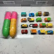 16 Plastic Easter Eggs Filled with Pull-Back Trucks/Cars for Easter Egg Hunt