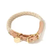 Found My Animal Light Tan Cotton Rope Dog Collar Size Large