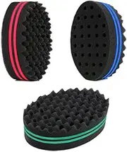 3Pcs Magic Hair Twist Sponge Brush, AUHOKY Premium Two-Sided Barber Curl Sponge with Small Holes, Men Women Children Hair Styling Care Tool for Afro Curling Coils Wave Hair Dreadlocks(3Colors)
