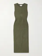 [La Ligne] La Ligne - Shirred Cotton-twill Midi Dress - Army green - x large x large Green