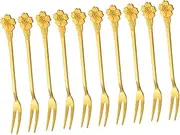 VINTORKY 10pcs Stainless Steel Dessert Forks Cute Cherry Blossom Design for Cakes Fruits Appetizers and Snacks Portable Kitchen Utensils for Parties and Buffets