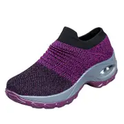 Nevenka Womens Walking Shoes Arch Support Comfort Mesh Non Slip Sneakers-Purple