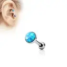Tragus Barbell with 3mm Set Synthetic Opal Cartilage 16g Sold by piece