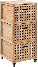 vidaXL Solid Walnut Wood Bathroom Cabinet Wooden Storage Container Chest of 3 Drawers Living Room Hallway Sideboard Lattice Design 41x41x91cm