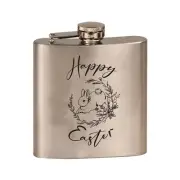 Easter Bunny with Flowers - 6 oz. Stainless Steel Flask Springtime Holiday New