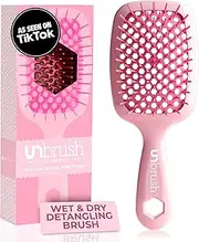 FHI Heat UNbrush Detangling Brush for Pain-Free Brushing on All Wet or Dry Hair Types — Durable DuoFlex Anti-Static Bristles, Lightweight Handle, Vented Hair Brush, Peony Light Pink