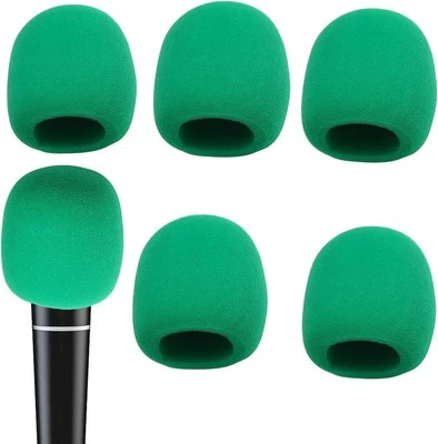 6 PCS Green Thicken Ball-Type Sponge Foam Mic Cover Handheld Microphone