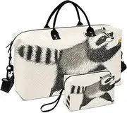 [YXYZRMY] Cute Raccoon Coffee Travel Duffel Bag Gym Bag Sports Tote Bag with Multiple Interior Pockets Shoulder Weekender Bag for Women Men with Toiletry Bag 20.5”x 7.9”x 13.8”, Multi-Colored, one size