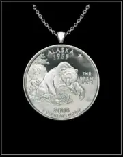 US STATE QUARTER Necklace - proof quality mirror finish coin - YOU CHOOSE STATE