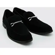 Mens Black Faux Suede Snaffle Loafer