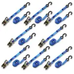 1" Ratchet Tie Down Strap 15 FT Blue S Hook Vinyl ATV Trailer Cargo Roof Rack