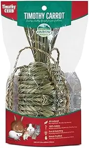 Oxbow Animal Health Timothy Club Carrot, Guinea Pig Toys, Bunny Toys, 100% Timothy Hay, Bunny Enrichment for Rabbit Cage, Rabbit Accessories, Rat Cage Accessories