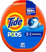 Tide PODS 3 in 1 HE Turbo Laundry Detergent Pacs, Original Scent, 81 Count Tub, Packaging May Vary