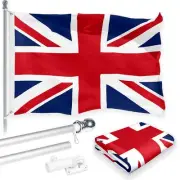 Combo Pack: 6 Feet Tangle Free Spinning Flagpole (Silver) UK United