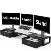 Monitor Stand Riser with Adjustable Laptop Stand Riser, Steel Frame Dual Moni...