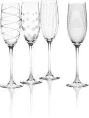 Orrefors Helena 8oz. Flute/Champagne Stems, 9" H, Set of 4 Glassware