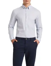 [Marcs] Harley Herringbone Smart Shirt in Light Blue