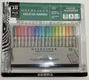 Zebra Mildliner Double Ended Creative Marker 18 x case Chisel & Bullet Tip COLOR