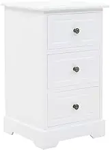 vidaXL White Bedside Cabinet with Three Drawers - MDF and Pinewood Nightstand/Side Cabinet - Stylish and Practical Storage Furniture