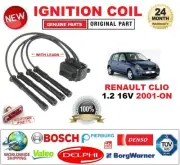 FOR RENAULT CLIO 1.2 16V 2001-ON IGNITION COIL 4-PIN with IGNITION CABLES