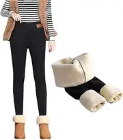 [YTJYZB] Women Fleece Lined Thermal Winter Leggings Stretchy High Waist Warm Thick Sherpa Pants Cashmere Soft Stretchy Tights for Girls
