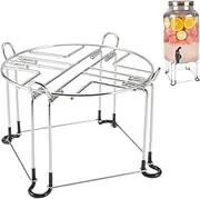 Water Filter Dispenser Stand, Drink Dispenser Stand Stainless Steel, Non-Slip Rubber Feet, Detachable Metal Rack Replacement 9.65x6.89in Size with Hooks for Most Medium Size Water System Tanks