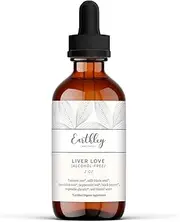 Earthley Wellness Liver Love, Herbal Tincture, Natural Liver Support, Detox Support, Turmeric Root, Milk Thistle Seed, Dandelion Root, Peppermint Leaf, Black Pepper, 100% Organic, 2oz (Alcohol-Free)