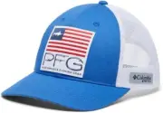 Columbia PFG Trucker Hat Cap SnapBack Mesh Back Vivid Blue/Fish Star Flag NWT