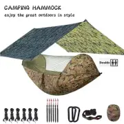 Hammock with Mosquito Net and 118x118in Rain Fly Tarp 6-ring Tree Strap Hammocks