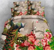 Gorgeous Peacock 3D Printing Duvet Quilt Doona Covers Pillow Case Bedding Sets