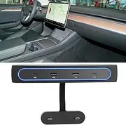 Intelligent Docking Station Center Console USB C Hub for Tesla 2021 2022 Model 3 /Y USB LED Data Hub Center Console Adapter