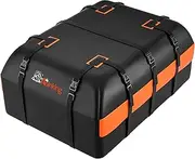 Asinking Car Rooftop Cargo Carrier Bag, 21 Cubic Feet 100% Waterproof 840D Roof Bag for All Vehicle with/Without Racks - Anti-Slip Mat, 6 Door Hooks, Storage 2 Extra Straps, Black with Orange