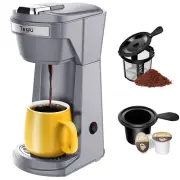 14 Oz Coffee Maker, Mini Single Serve for K Cup Pod & Ground Coffee, 800W, 1.9 L