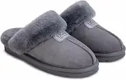 [UGG AUZLAND SHEEPSKIN] Fuzzy Slippers Women Light Pink,Womens Sheepskin Scuff Slippers Non-Slip Indoor Slippers