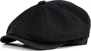 [JANGOUL] Kids Boys Cotton Newsboy Cap 8 Panel Beret Cabbie Hat for Toddler, Black, 2-3 Years