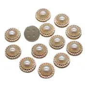 Golden Pearl Imitation Buttons Plastic Flatback Garment Craft Accessories 50Pcs