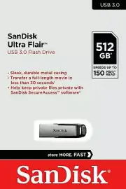 USB Drive 3.0 SanDisk Ultra Flair 512GB USB Flash Drive PC Memory Stick 150MB/s