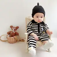 在飛比找蝦皮商城精選優惠-寶寶衣服 嬰兒衣服 韓版兒童爬服 嬰兒連體衣 寶寶條紋長袖爬