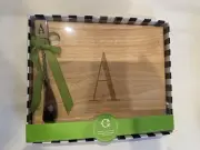 C Wonder Monogrammed Cheese Board & Knife Spreader Monogram Gift Set "A” Inital