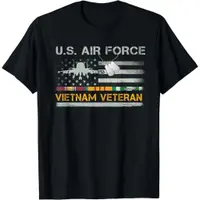在飛比找蝦皮購物優惠-美國國旗美國空軍越南退伍軍人美國空軍老兵 T 恤