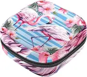 Period Bag,Sanitary Napkin Storage Bag,Floral Tropical Pink Flamingos,Tampon Bag for Purse