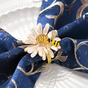 Daisy Flower Napkin Rings,Metal Bee Napkin Holders for Wedding Party or Daily Use,Beautiful for You