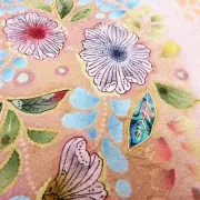 Final Price Kimono Hojo Mother-of-Pearl Tsujigahana Silk Red Multicolor