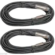2 Pack Lot 10 ft XLR 3Pin Female to 1/4 TRS Stereo Shielded Microphone Mic Cable