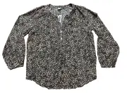 NWT Old Navy Leopard Cheetah Print Long Sleeve Tunic Relaxed Blouse Top Henley M