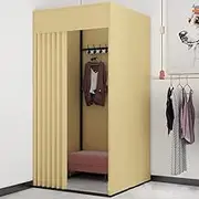 Wall Mounted Changing Room with Privacy Curtain for Clothing Store L85xW85xH200CM Yellow