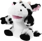 Plush Cow Hand Puppet with Movable for Interactive Storytelling Soft Animal Puppet for Imaginative Play Farm Animal for